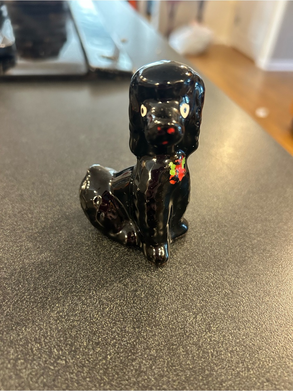 Vintage Black Ceramic Dog Figurine for Small Pets Decor